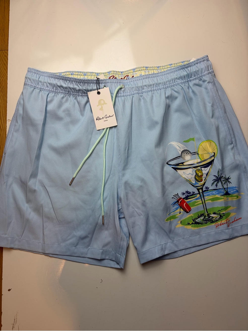 Robert graham Golf Martini crystal blue shorts sz XL